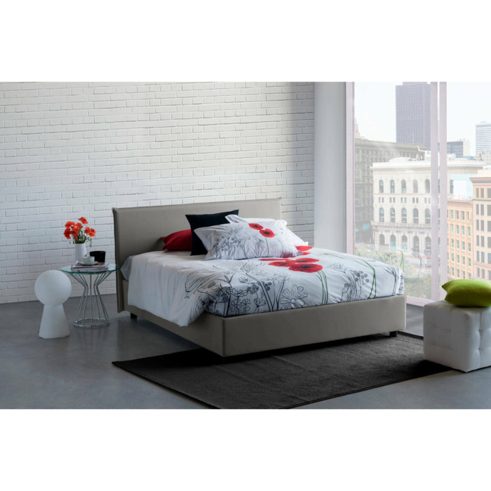 Letto matrimoniale Ariadni, Letto contenitore con rivestimento in tessuto, 100% Made in Italy, Apertura frontale, con materasso Cm 160x200 incluso, Grigio