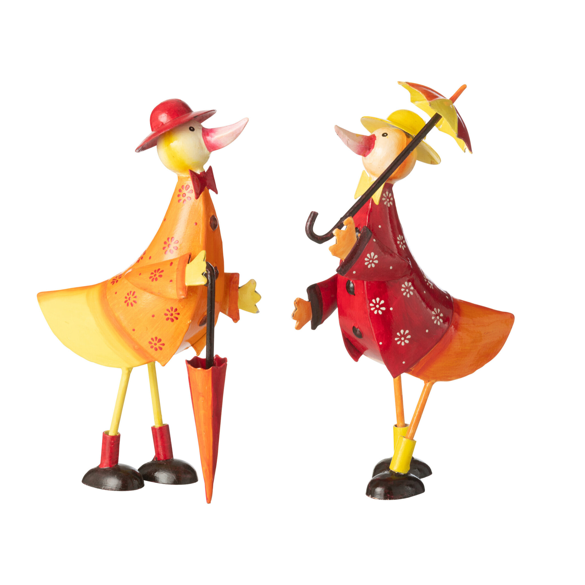 J-Line figurine Lapin Parapluie - fer - mix - 2 stuks