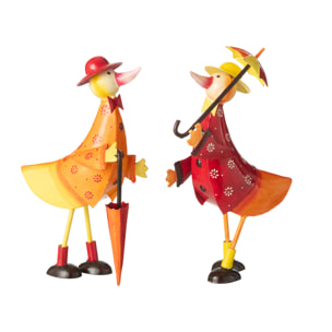 J-Line figurine Lapin Parapluie - fer - mix - 2 stuks