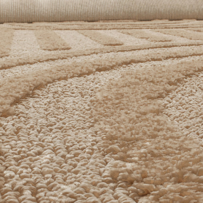 HARMONIE - Tapis de salon beige à motif arc en relief