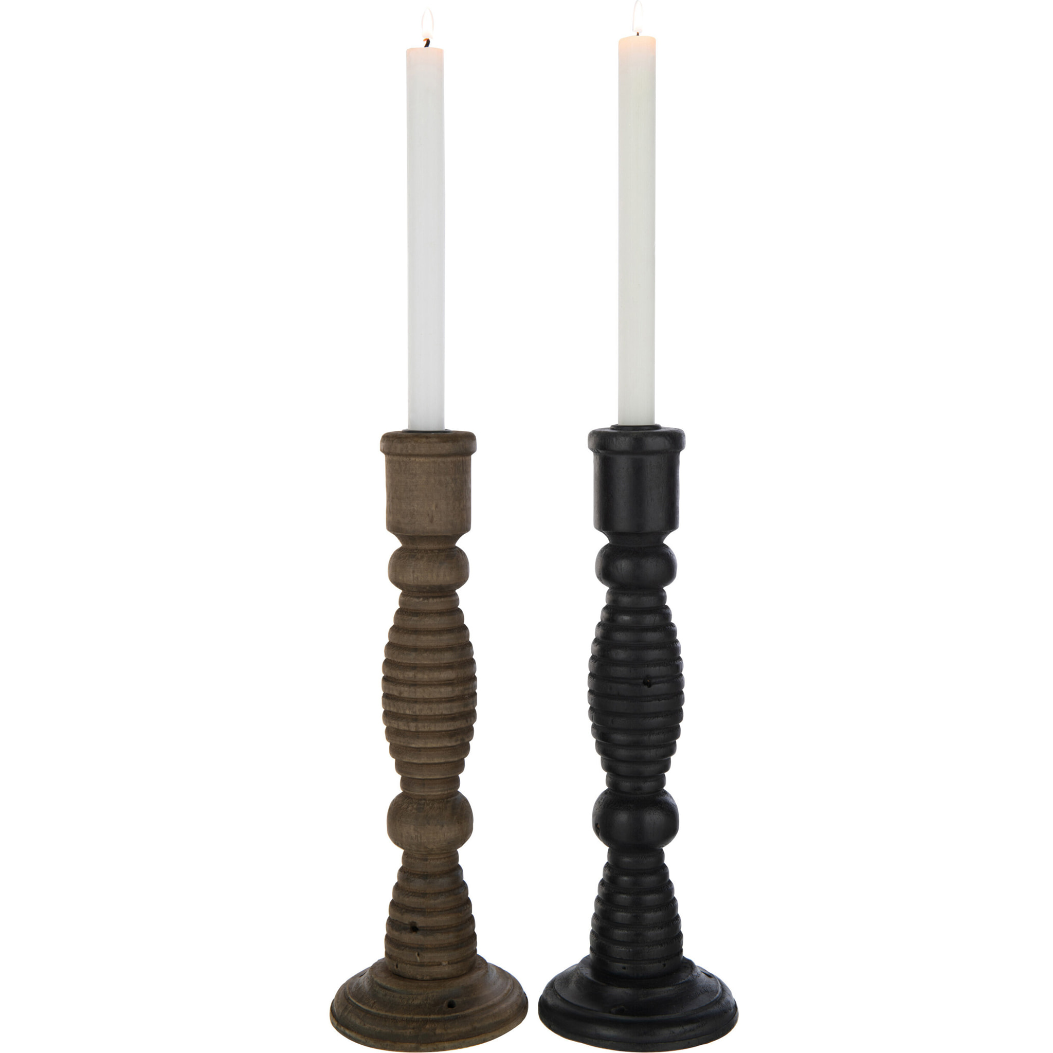 J-Line bougeoir Flin - fer - noir/brun - 2 pcs