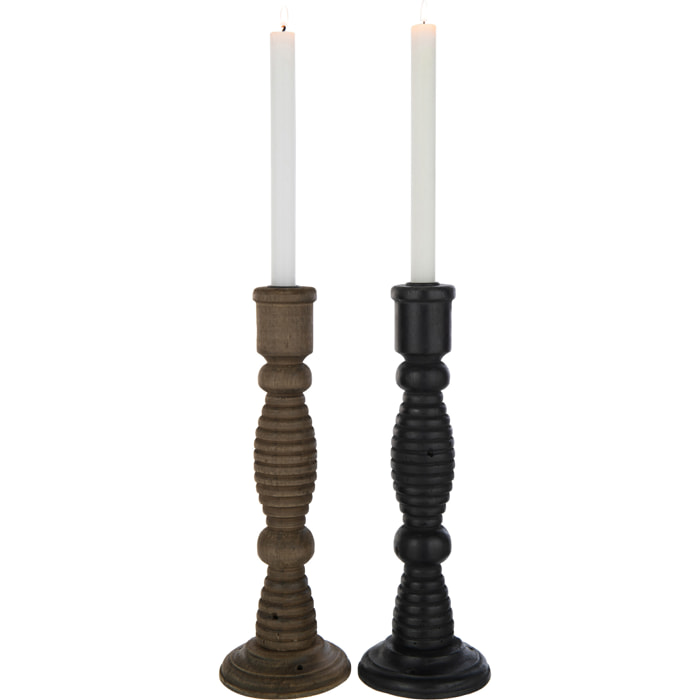 J-Line bougeoir Flin - fer - noir/brun - 2 pcs