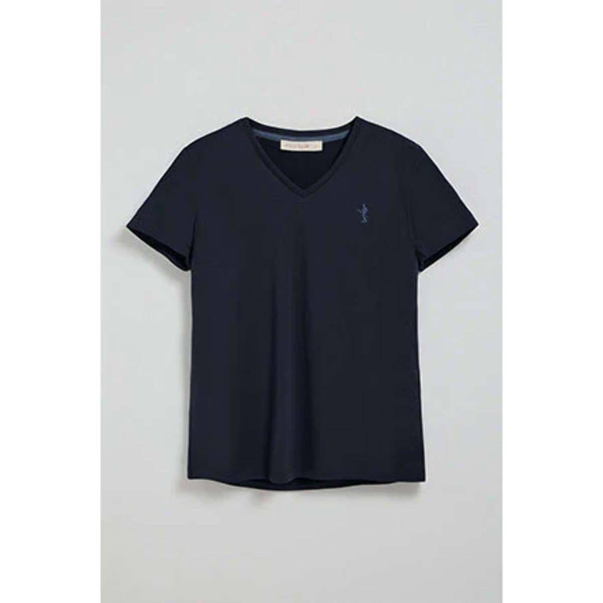 Camiseta azul marino de escote en pico y bordado Rigby Best
