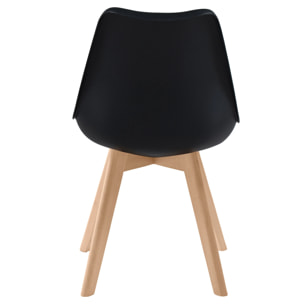 Lot de 2 chaises noires et pieds bois - Skandi