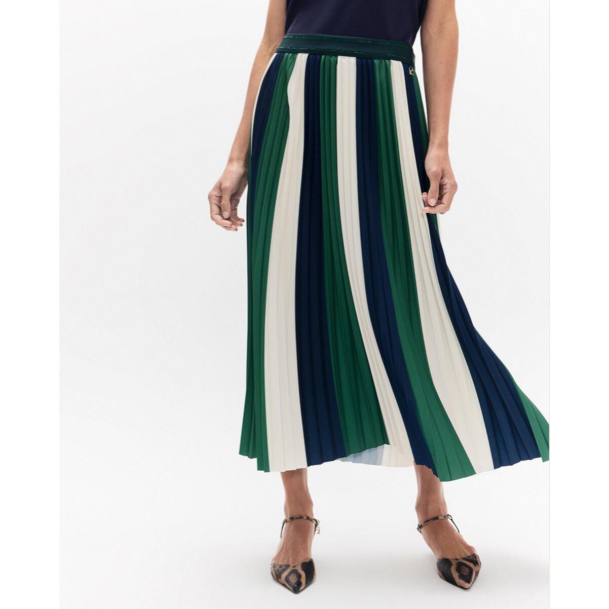 Gonna midi plissettata tricolore