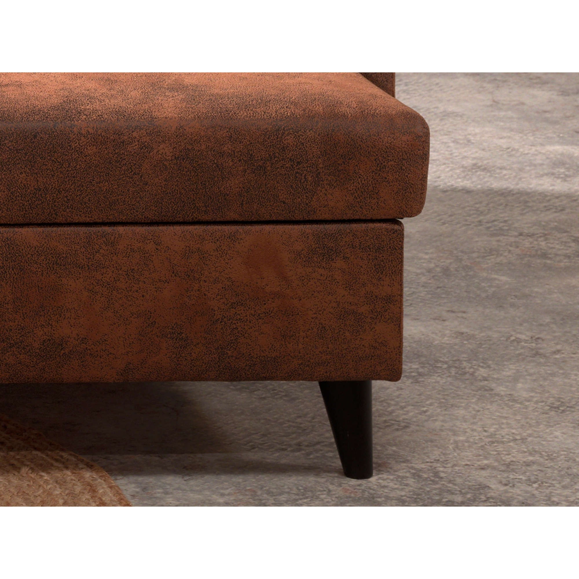 NORDIC - Canapé d'angle réversible - 4 places - Convertible - Industriel vintage - Marron