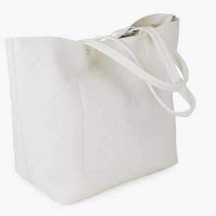 Shopper effetto pelle monogramma con logo ovale pendente