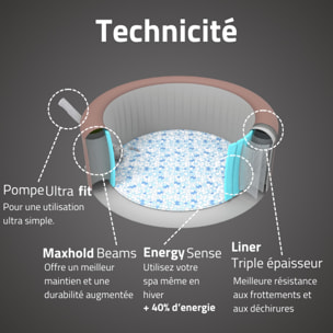 Bestway Spa gonflable rond Lay-Z-Spa Hawaii Smart AirJet EnergySense avec WiFi 4-6 personnes