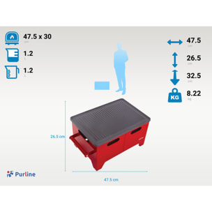Barbacoa de etanol 1.2L en acero negro y plancha de hierro BB01 PURLINE