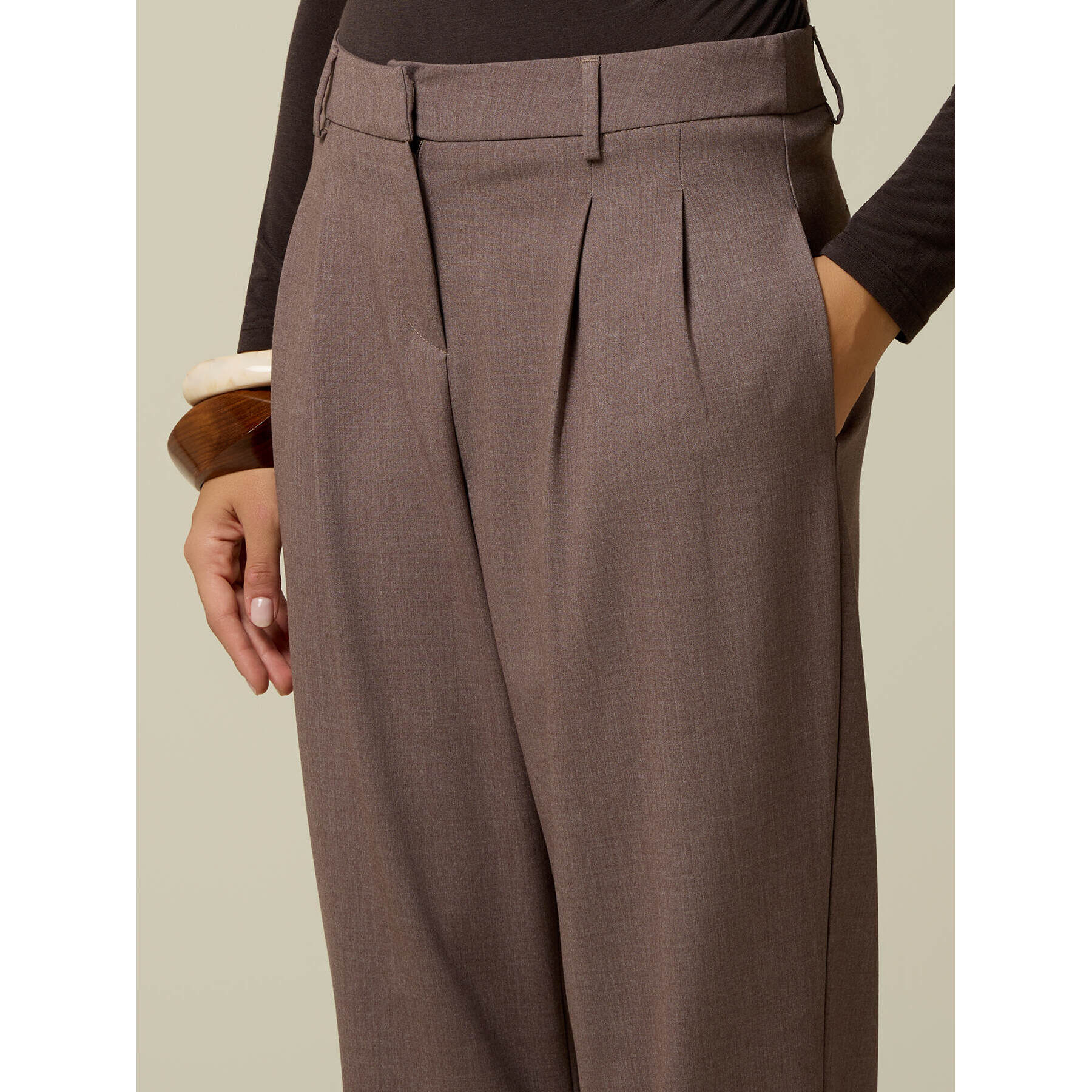 Oltre - Pantalones cropped con pinzas - Gris
