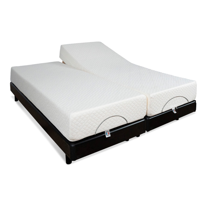 Ensemble Duo Superflex 2 places | Sommiers électriques + Matelas Mémoire de forme
