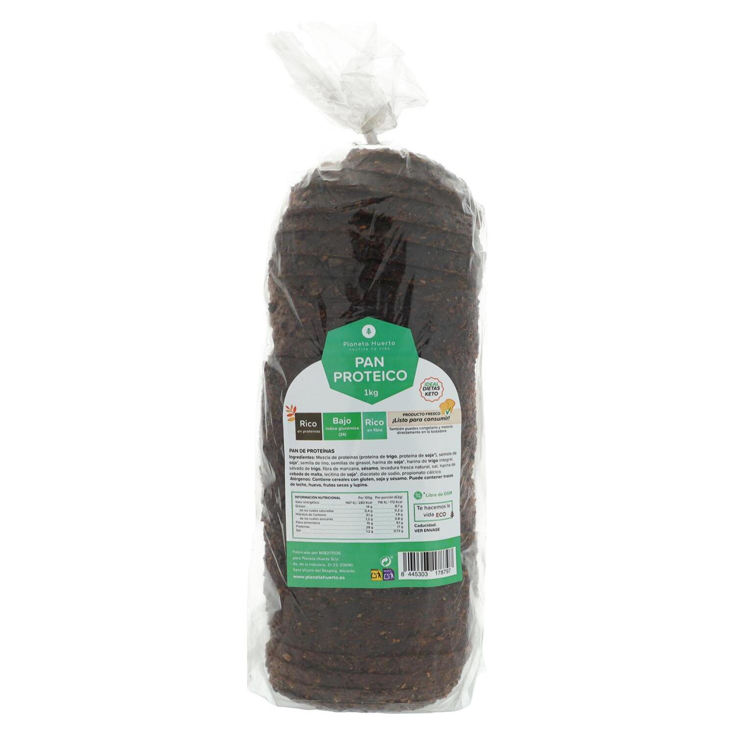 PLANETA HUERTO | Pan Proteico 1kg – Pan Rico en Proteínas y Fibra, Ideal para Dietas Saludables y Bajas en Carbohidratos