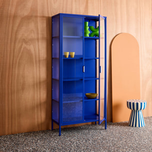 Buffet, vaisselier acier et verre trempé 2 portes 180cm ARKANSAS