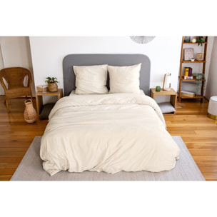 Parure housse de couette polyester beige sable