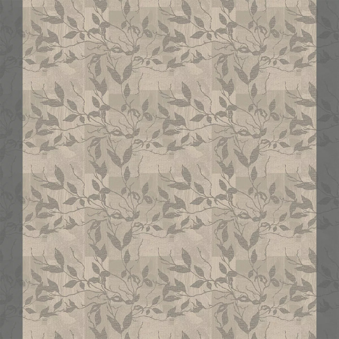 Chemin de table pur coton 220 g/m² motif jacquard gris anthracite Mille prunus silver