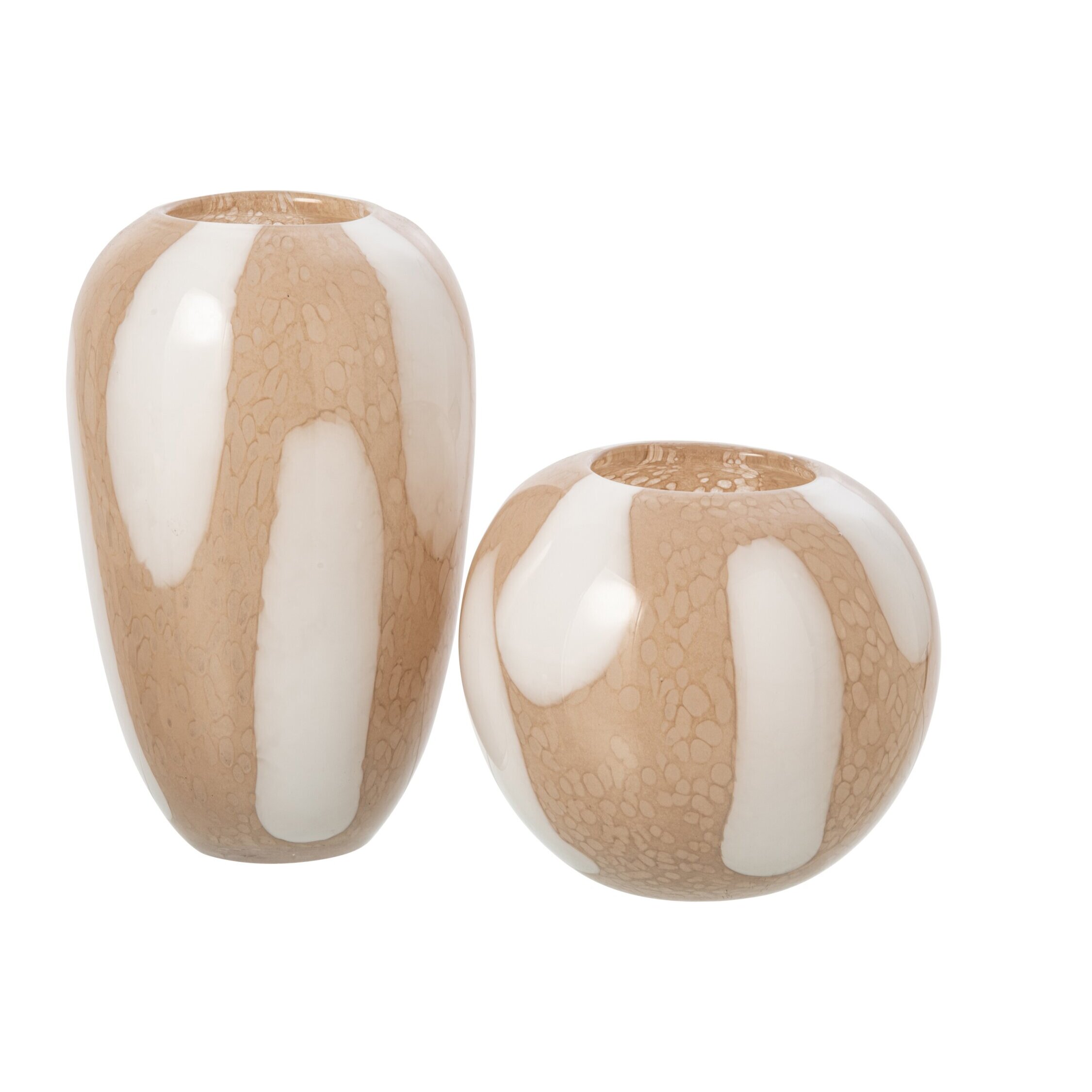 J-Line vase pois - verre - beige clair/blanc - large