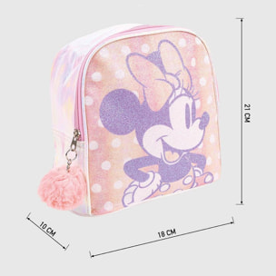 Mochila infantil de minnie mouse - cierre de cremallera con pompón - 18 x 21 x 10 cm - mochila pequeña con costuras reforzadas