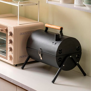 Griglia a carbone con camino, maniglia, 2 vassoi per griglia e 2 vassoi da forno.