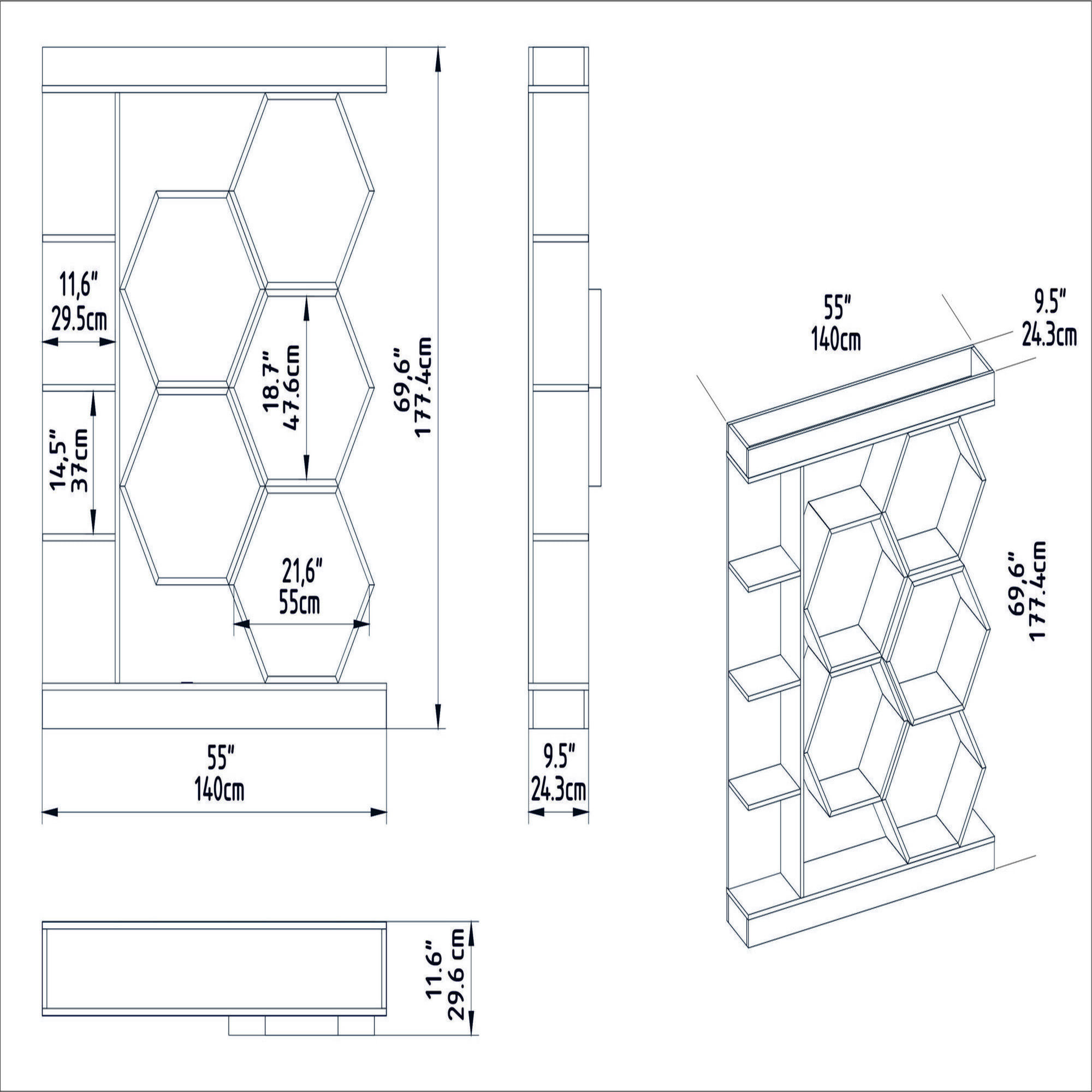 Librería, 100% tablero de aglomerado rechapado en melamina, color blanco_x000D_
roble
