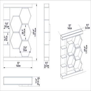 Librería, 100% tablero de aglomerado rechapado en melamina, color blanco_x000D_
roble