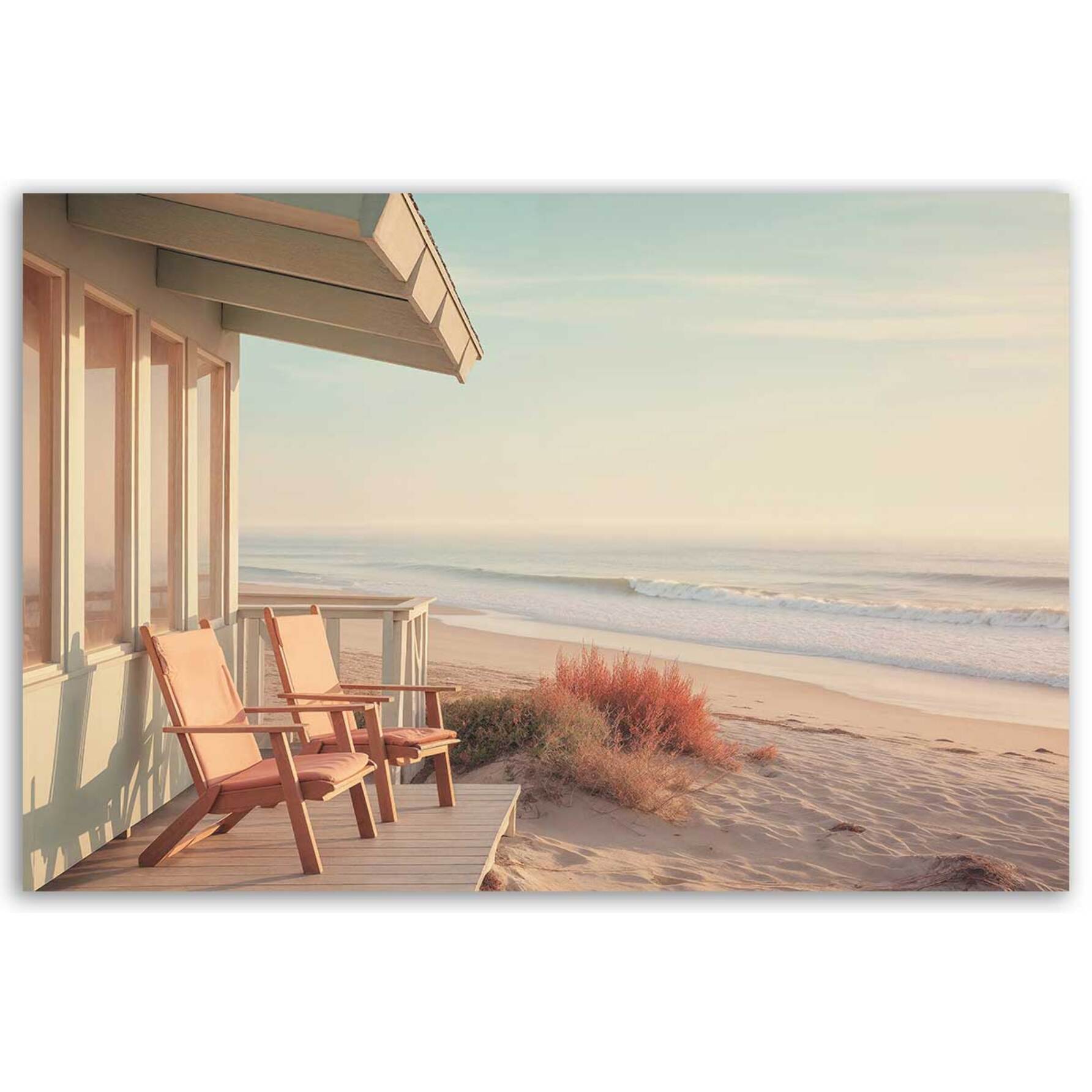 Tableau mer et plage Cabanon à Malibu Toile imprimée