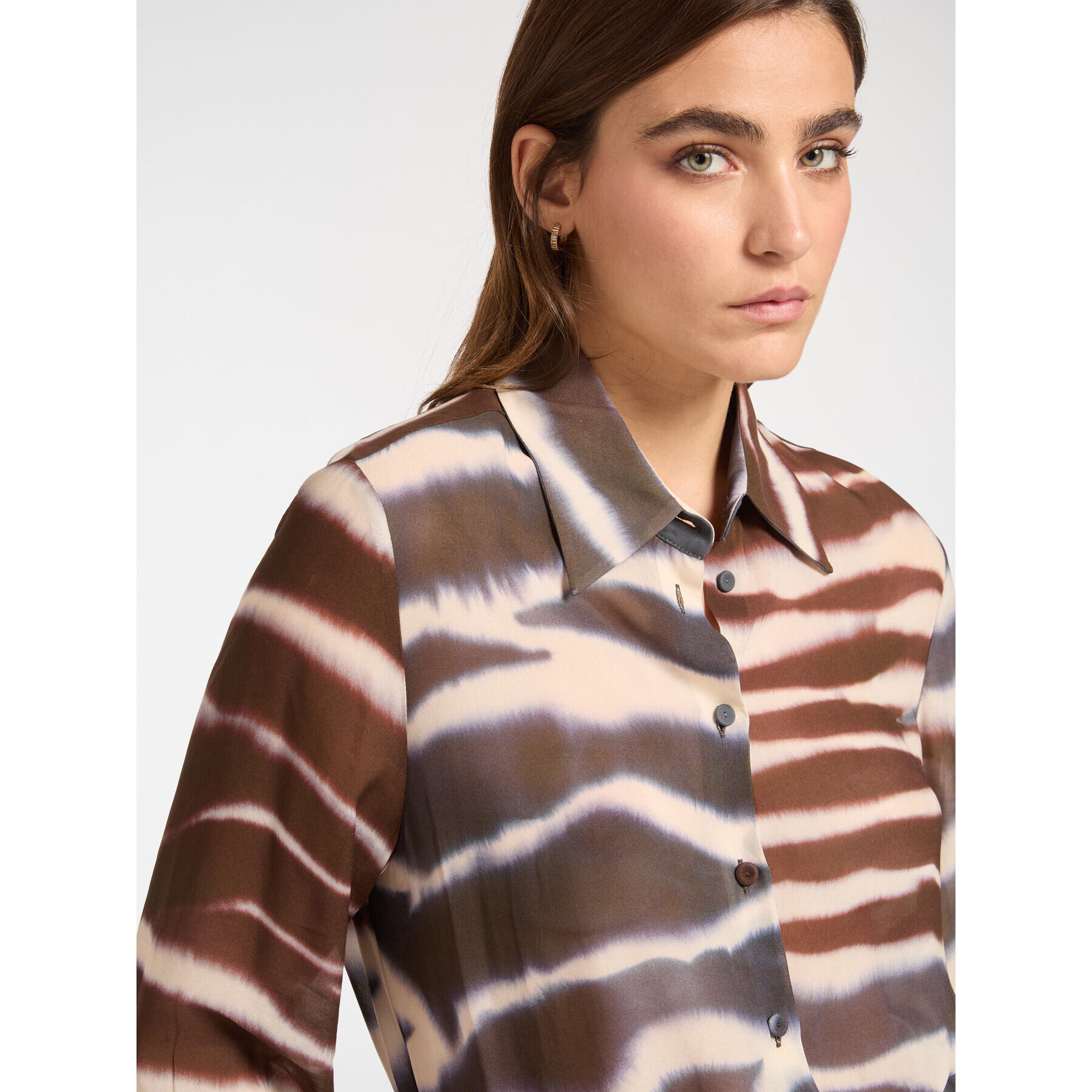 Elena Mirò - Camicia stampata animalier - Marrone