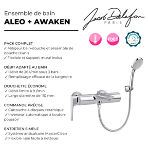 Mitigeur baignoire mécanique Aleo + avec douchette et flexible