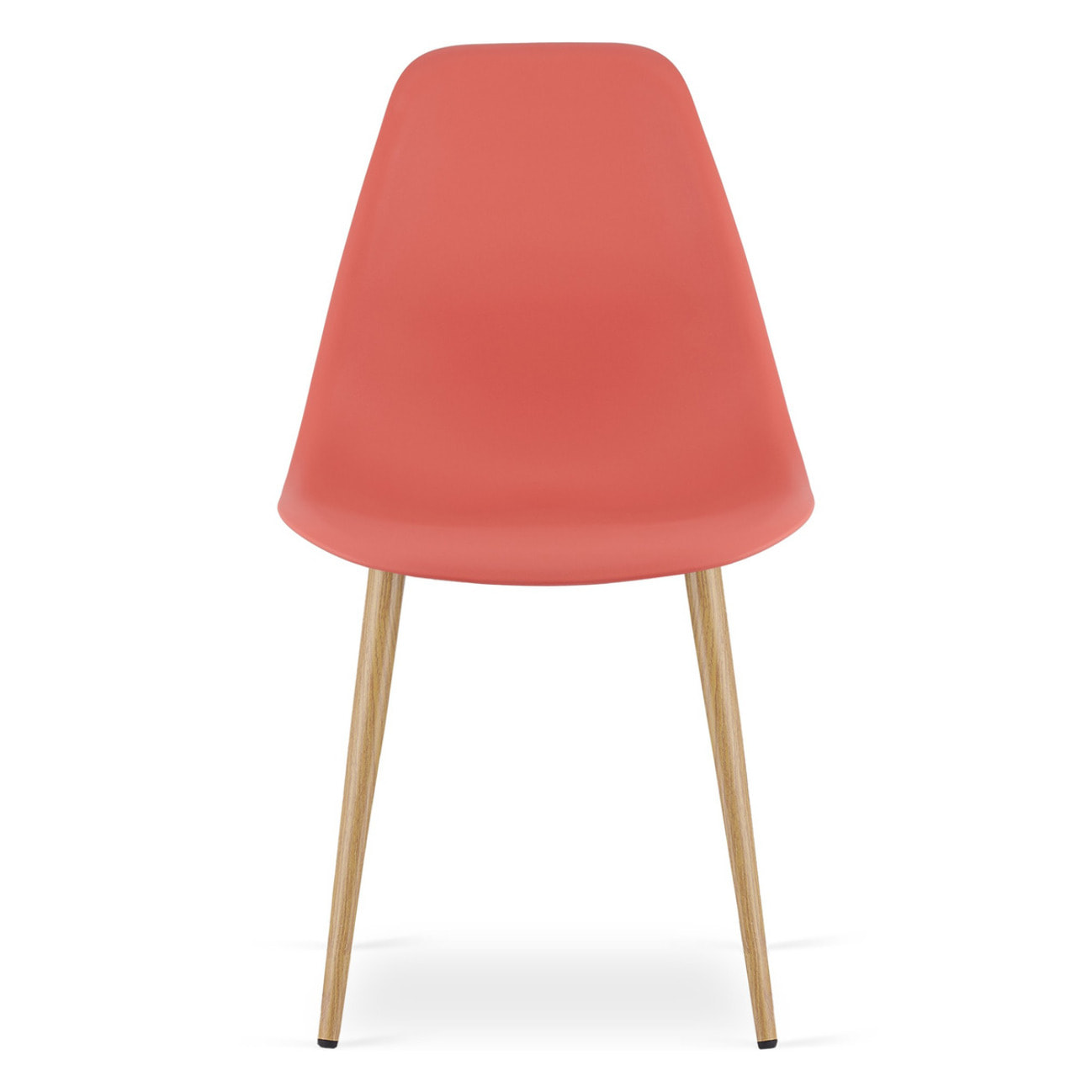 Sedia scandinava WAT in polipropilene corallo e gambe effetto legno