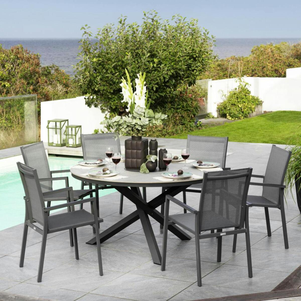 Fauteuil de jardin gris anthracite en aluminium (lot de 2) OSLO