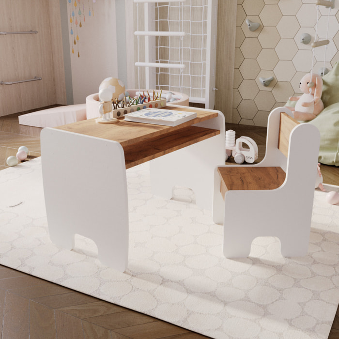Set Tavolino e Sediolina per Bambini Timi Bianco e Quercia