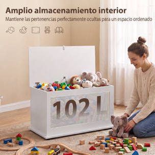 HOMCOM Baúl de Almacenaje 102L, Banco de Almacenaje, Banco Zapatero con Bisagra de Seguridad, Estilo Moderno, para Pasillo, Dormitorio, Recibidor, Salón, 80x40x45 cm, Blanco