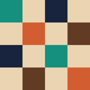 Papier peint damier multicolore Intissé