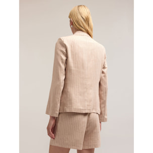 Motivi - Blazer cruzado de viscosa mezclada con lino - Beige