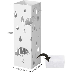 Portaombrelli in metallo bianco con vassoio raccogli-acqua