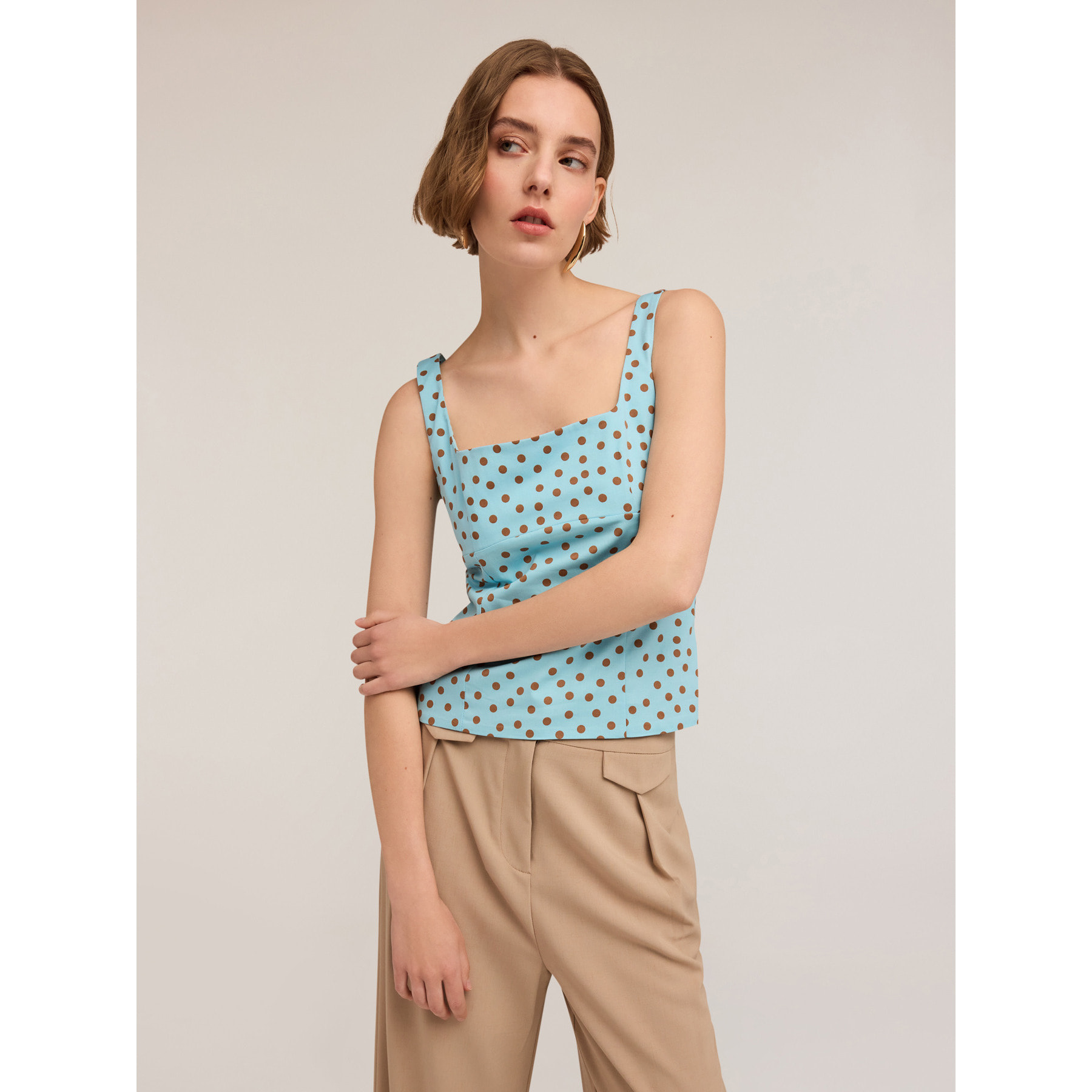 Motivi - Top bustier con recorte posterior de lunares - Light - blue