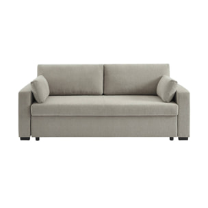 Canapé convertible 3 places tissu chenille gris clair L 211 x P 90 x H 86 cm - Easy