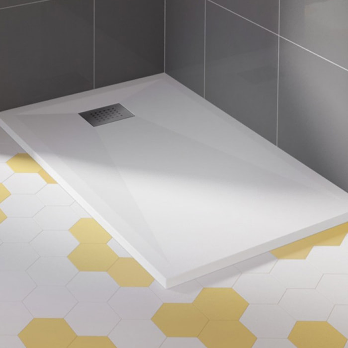 Receveur de douche KINEDO Kinesurf biotec rectangle Blanc 120 x 80 x 4 bonde centre largeur