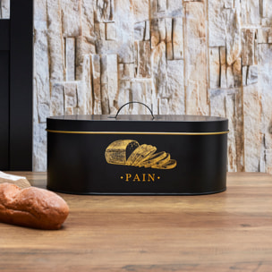 Boite Metal Noir Et Dore Pain M4