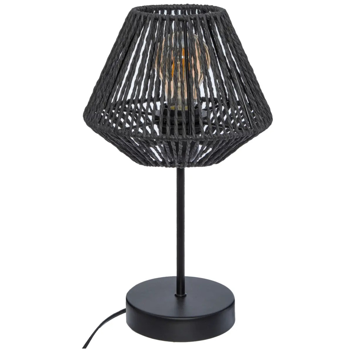 Lampe "Jily" noire - métal & corde H34 cm