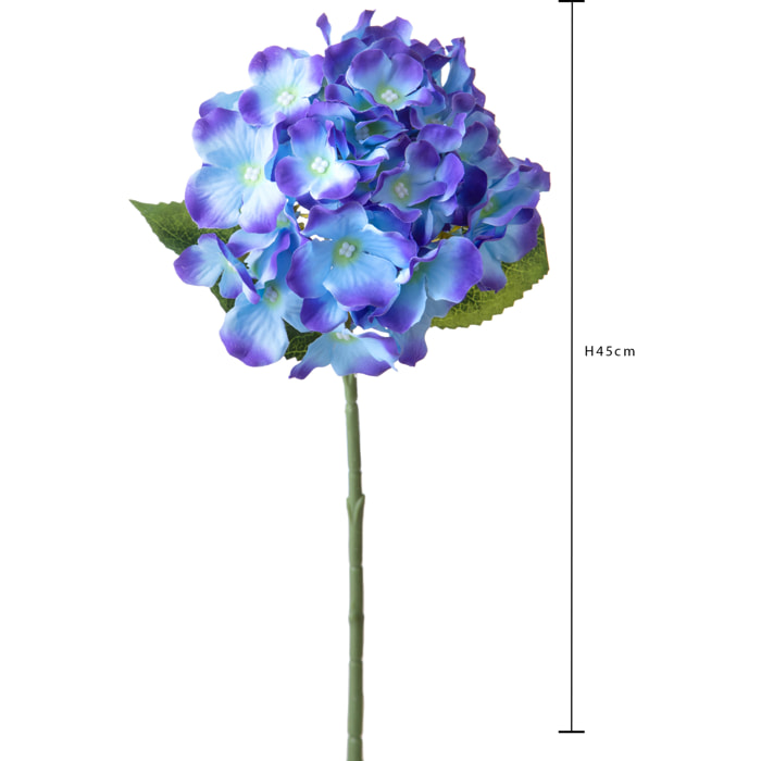 Ortensia Sing. 45 Cm - Pezzi 12 - 15X45X15cm - Colore: Blu - Bianchi Dino - Fiori Artificiali