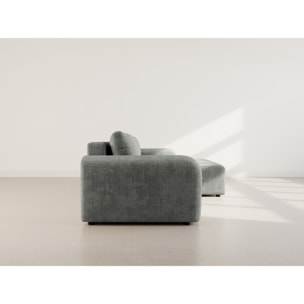 Rebecca - canapé d'angle droit 4 places convertible avec coffre en velours texturé - Gris