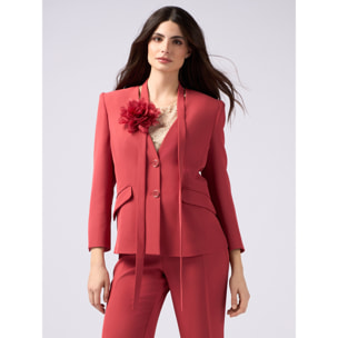 Oltre - Chaqueta estructurada con flor decorativa - Rojo