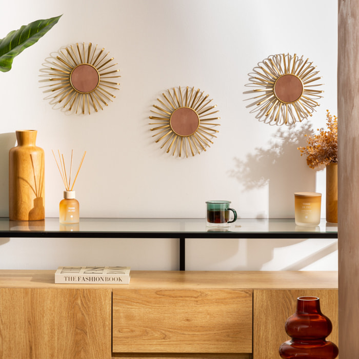 3 miroirs "Warren" doré D24,5cm