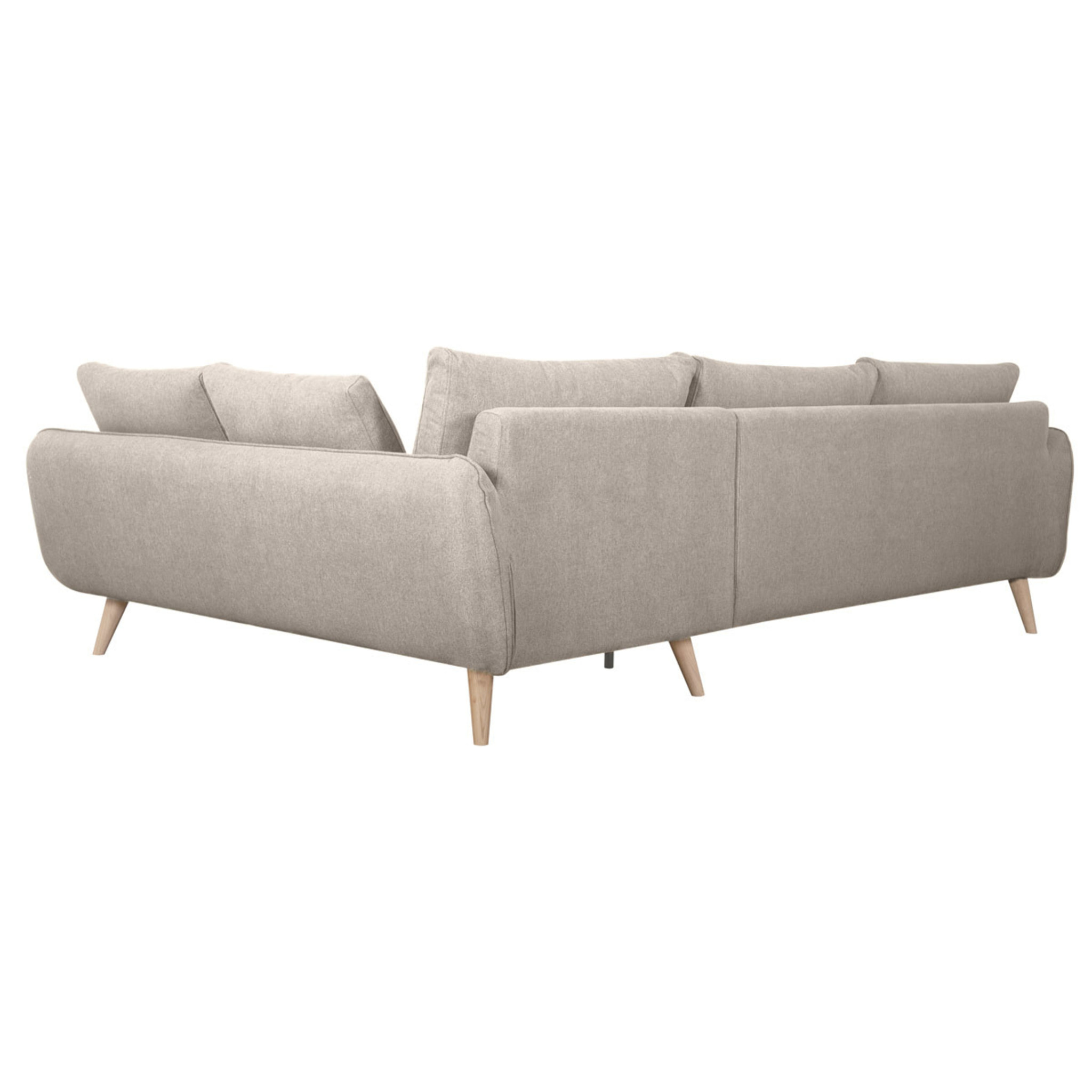 Canapé d'angle droit scandinave 5 places en tissu beige et bois clair CREEP