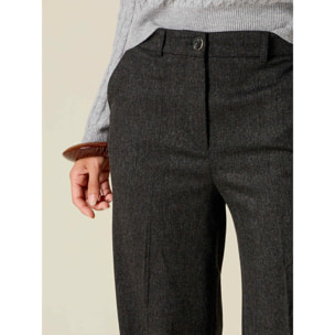 Oltre - Pantaloni palazzo in flanella con tasche - Grigio
