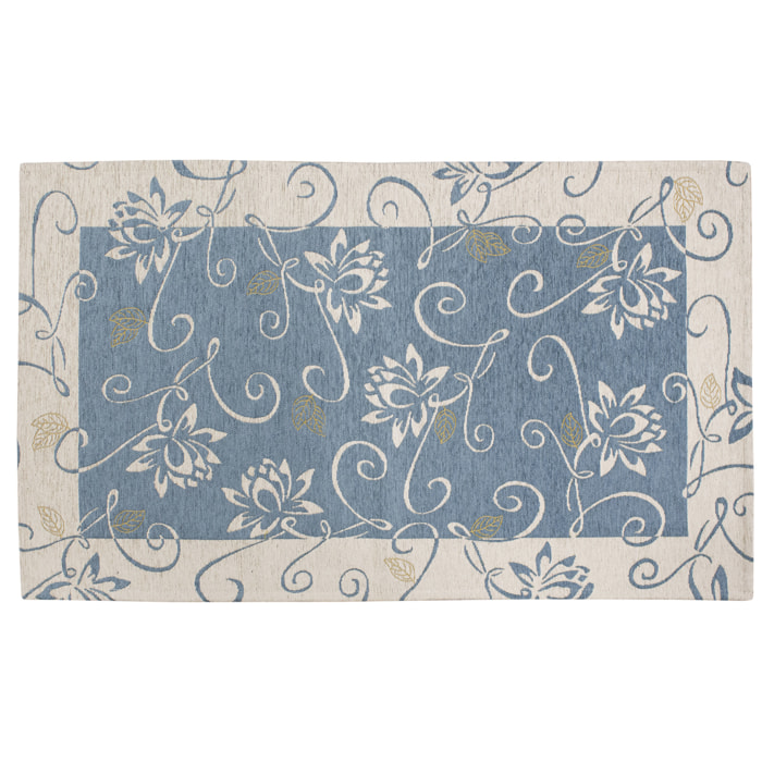 TAPPETO ARREDO NINFEA AZZURRO TOPAZIO CON FONDO ANTISCIVOLO