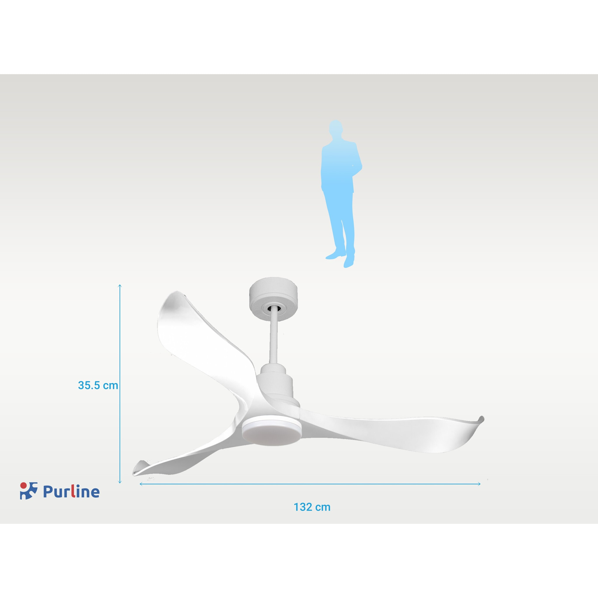 Ventilador de techo Reversible Termostato Dimable Wifi Motor DC Techos Inclinados Mando a Distancia Luz tres tonos Adaptador 2/3 Aspas Hypersilence Memoria VirginD132C04LED66819 PURLINE