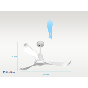 Ventilador de techo Reversible Termostato Dimable Wifi Motor DC Techos Inclinados Mando a Distancia Luz tres tonos Adaptador 2/3 Aspas Hypersilence Memoria VirginD132C04LED66819 PURLINE