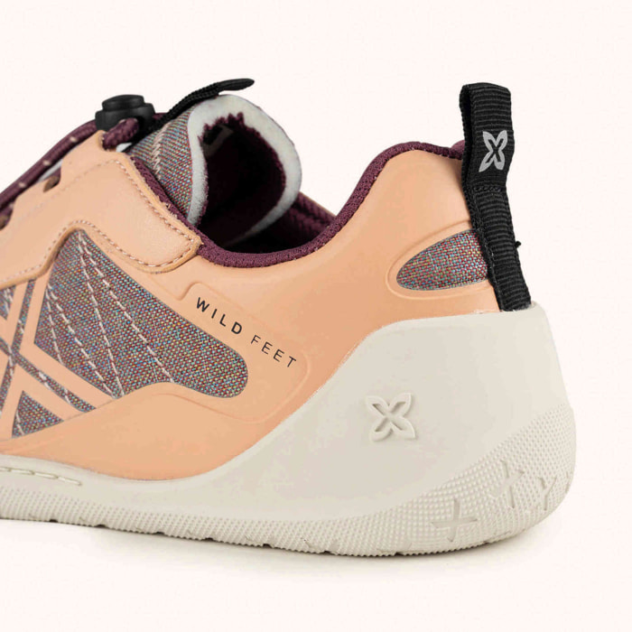 MUNICH FREESTEP 05 Zapatillas Wild Feet "Barefoot" color salmón y malva con puntera ancha