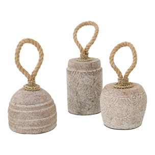 J-Line Cale-porte - céramique - beige - 3 pièces